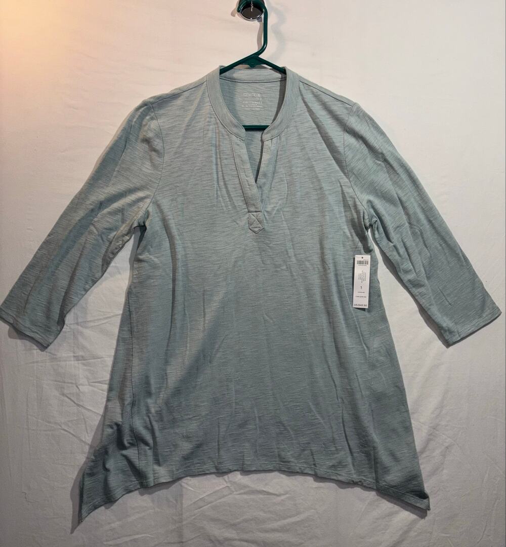 Chico’s Size 1 (M) New With Tags Blue Gray Long Sleeve Tunic Top